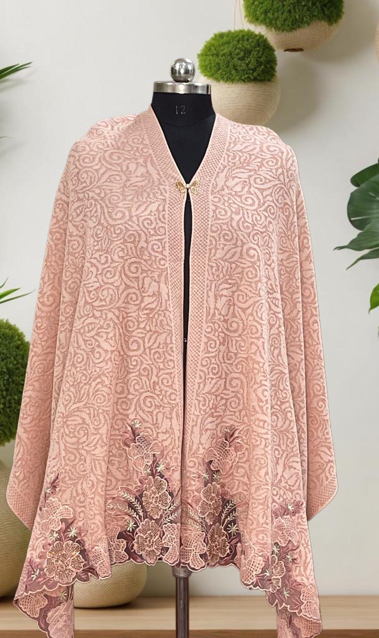 Women's knitted shawl with small floral cutover