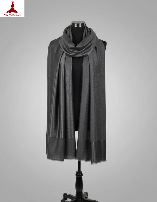 Women's zari shimmer reversible ikkat shawl - Grey