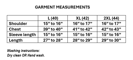 Size guide for Women's Floral Embroidered Soft Denim Top with Pockets (L, XL, 2XL)
