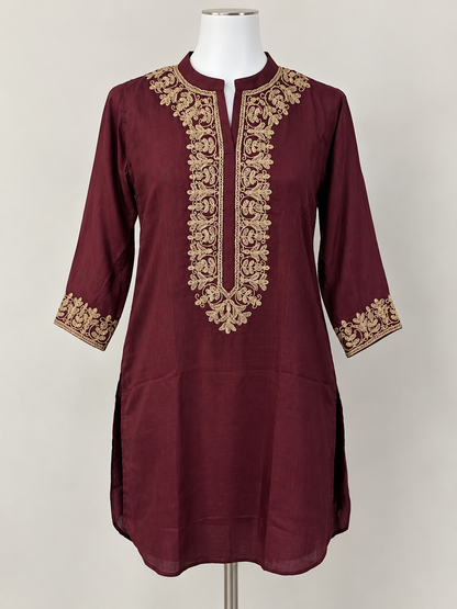 Women's Chanderi Silk Embroidered Tunic in S