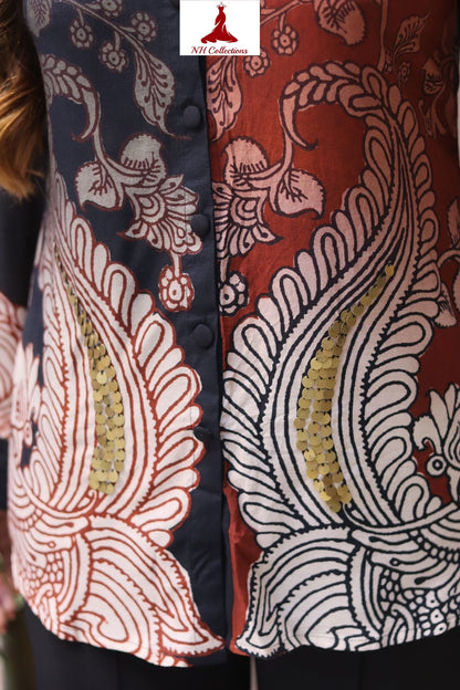 Women's Muslin silk shirt in dual tone with light sequin detailing (L to 4XL)
