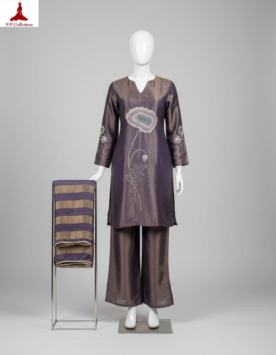 Women's Metallic Shimmer Silk Tissue Dual-Tone Kurta Set from 2XL to 6XL