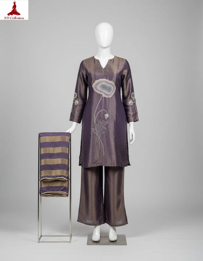 Women's Metallic Shimmer Silk Tissue Dual-Tone Kurta Set from 2XL to 6XL