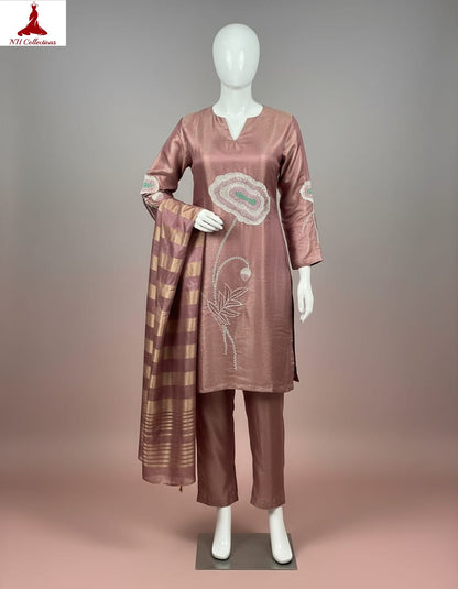 Women's Metallic Shimmer Silk Tissue Dual-Tone Kurta Set from 2XL to 7XL