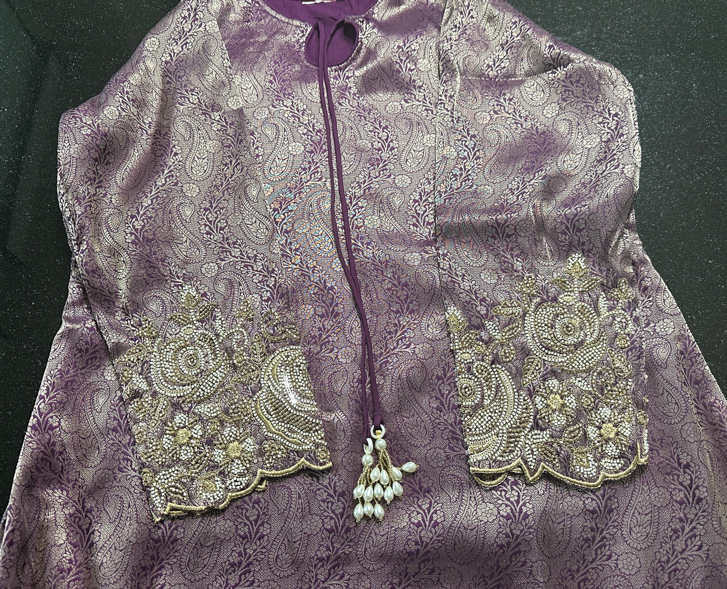 Women's Jacquard Banaras Pallazo set with bead work in M, L & XL