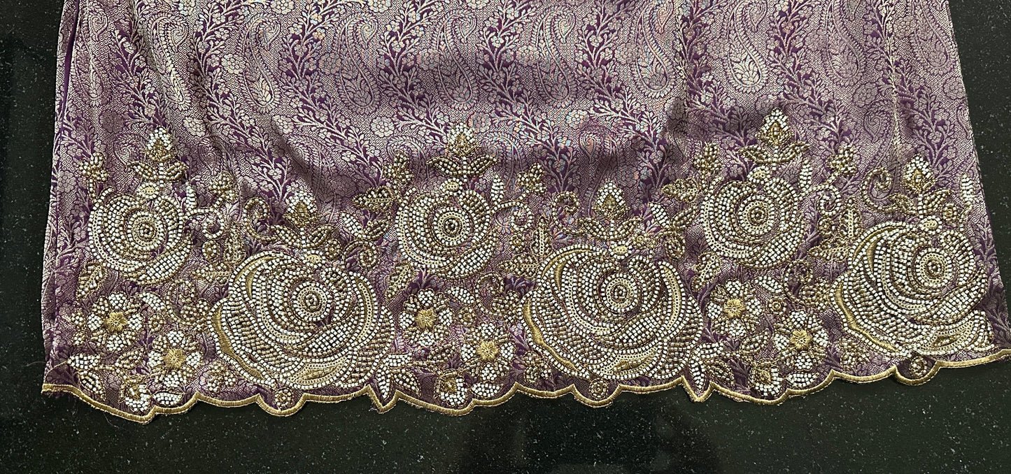 Women's Jacquard Banaras Pallazo set with bead work in M, L & XL