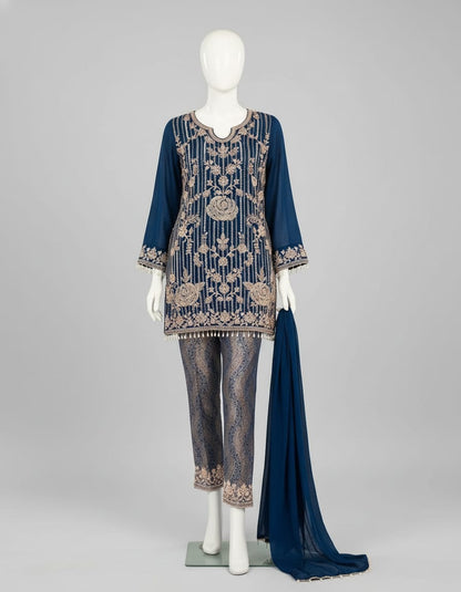 Women's Jacquard Banaras Pant set with all over bead work in M, L & XL