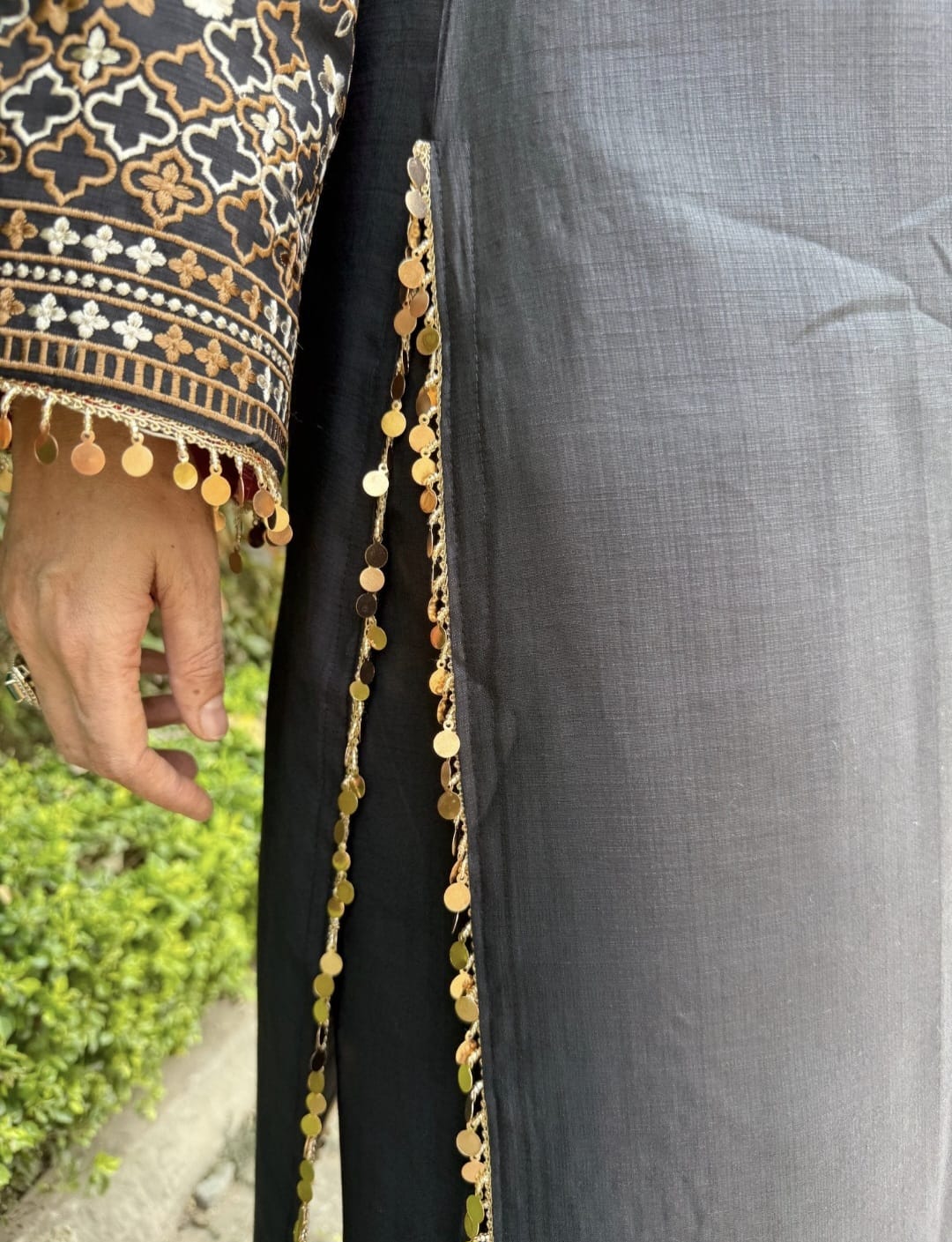 Women's Blue & Black color embroidery coord sets with coin lace (S, M, L)