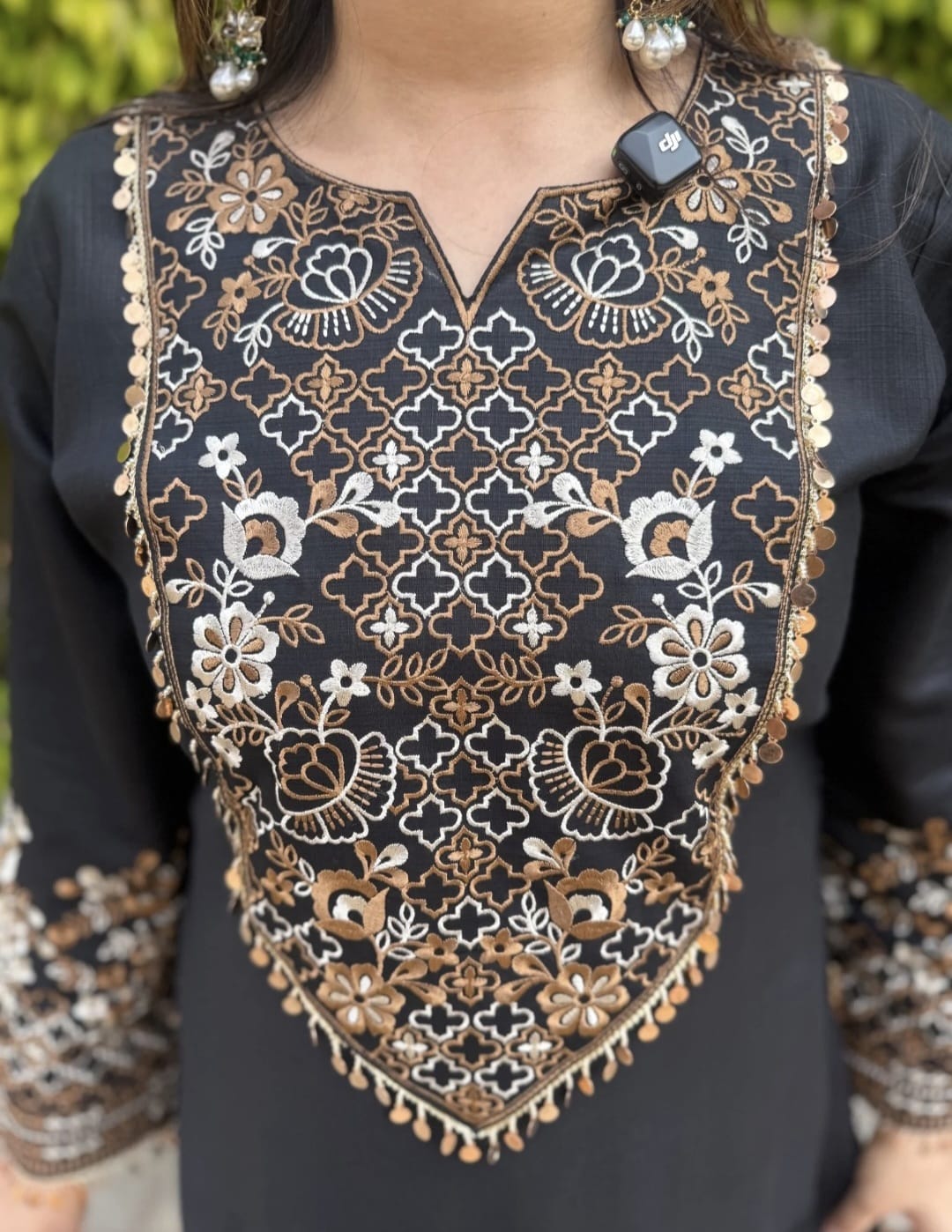 Women's Blue & Black color embroidery coord sets with coin lace (S, M, L)