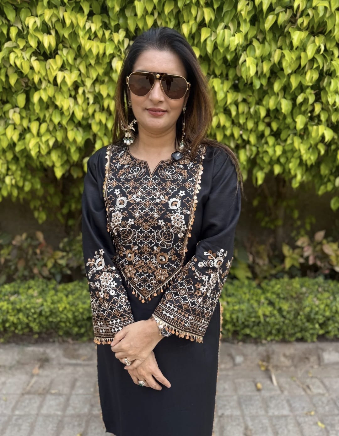 Women's Blue & Black color embroidery coord sets with coin lace (S, M, L)