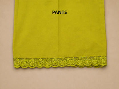 Women’s Green cotton pichwai embroidered kurta set in XL
