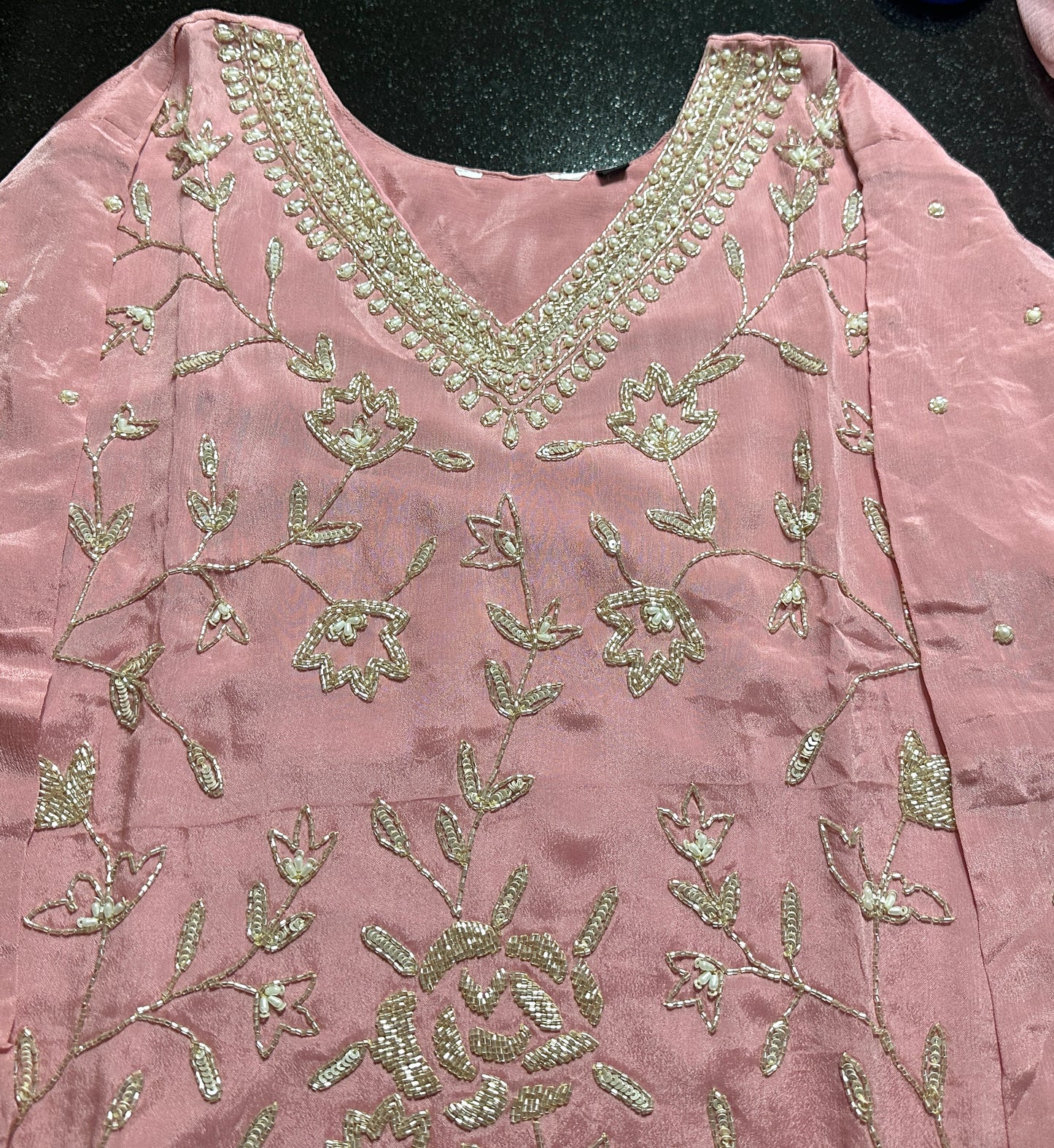 Women's Pink pure georgette pallazo set in L & XL