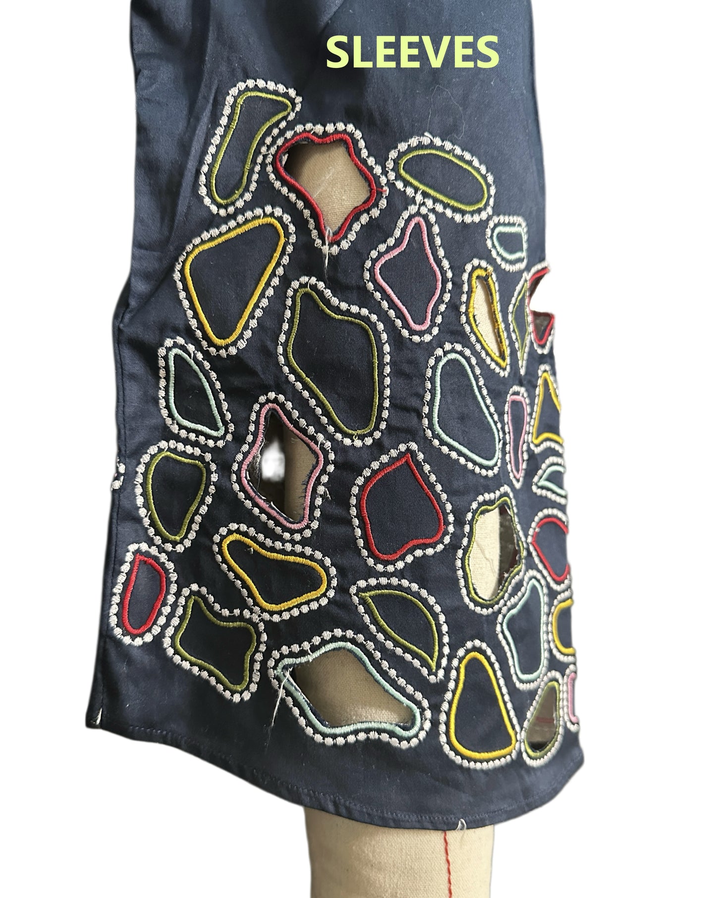 Women's Cotton Silk Aline dress with cutwork sleeves and embroidery in M, XL, 2XL