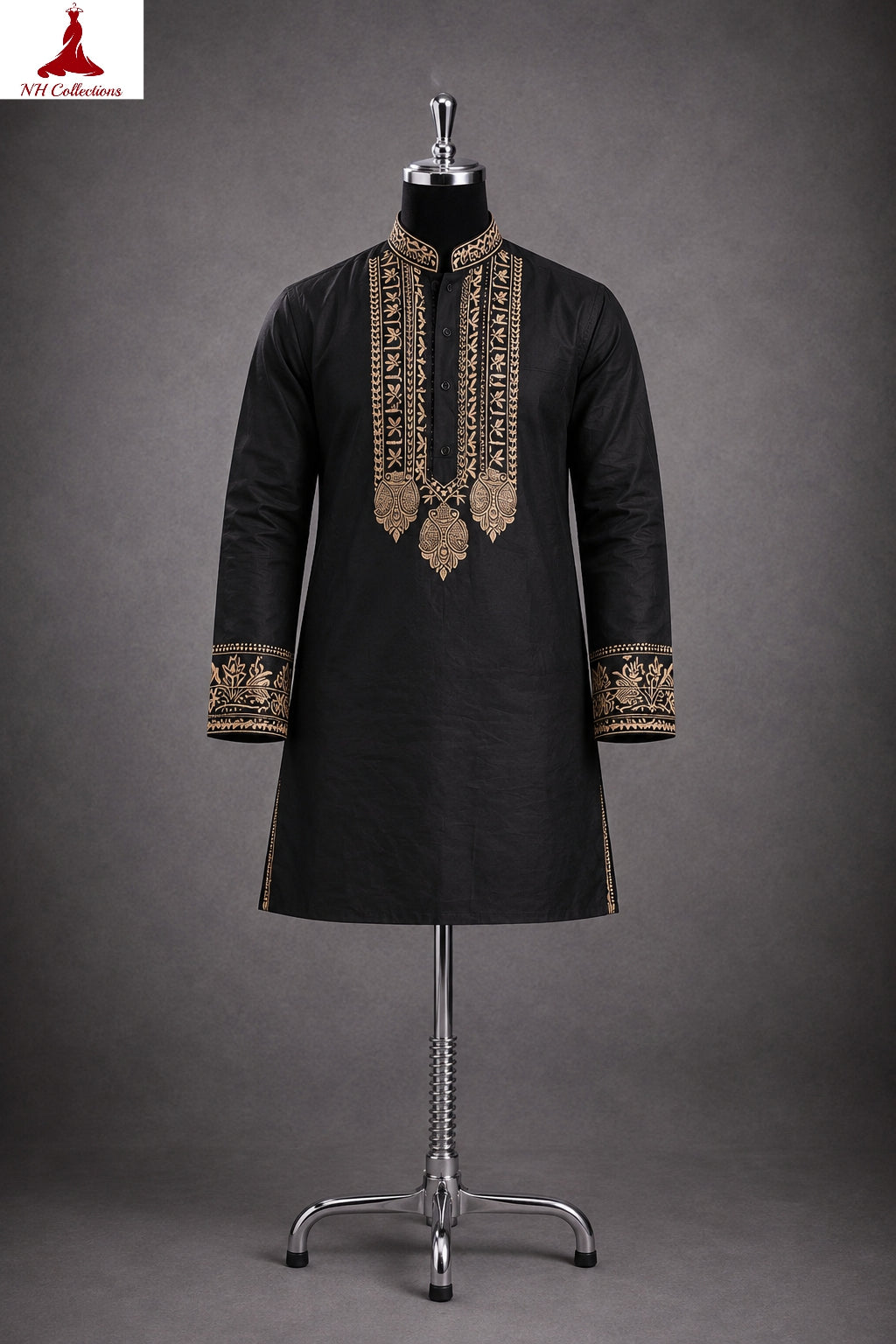 Men’s Rolex silk Kurta with neck embroidery in L to 2XL
