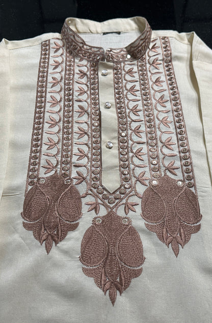 Men’s Rolex silk Kurta with neck embroidery in L to 2XL