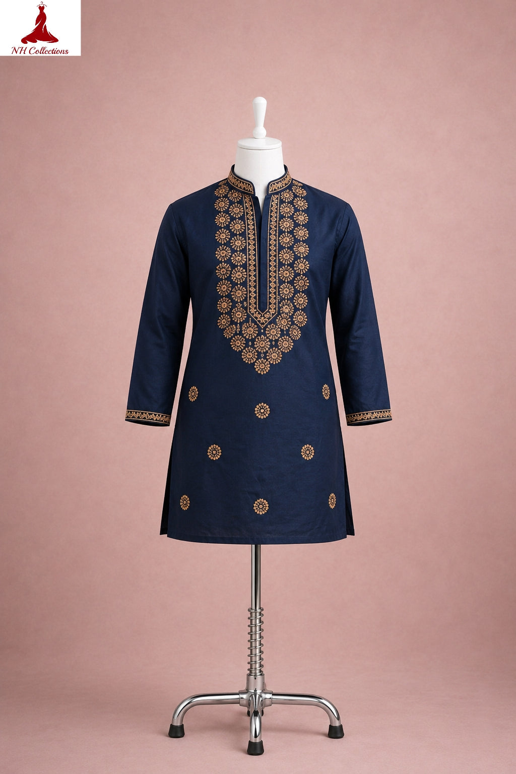 Men’s Rolex silk Kurta with star embroidery in L to 2XL