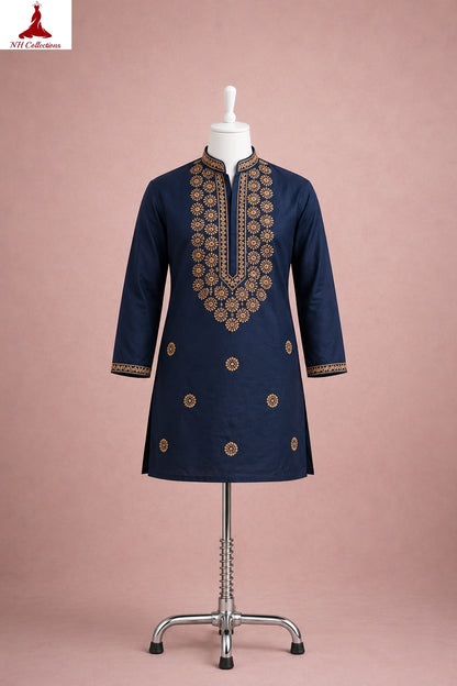 Men’s Rolex silk Kurta with star embroidery in L to 2XL