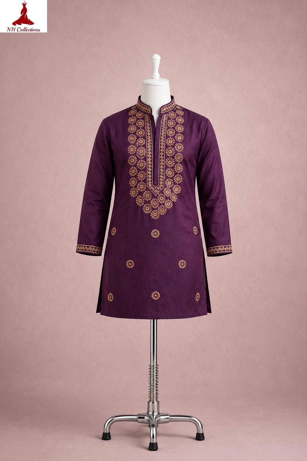 Men’s Rolex silk Kurta with star embroidery in L to 2XL