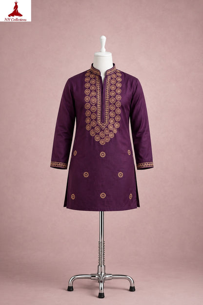 Men’s Rolex silk Kurta with star embroidery in L to 2XL