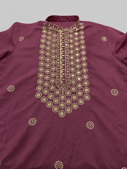 Men’s Rolex silk Kurta with star embroidery in L to 2XL