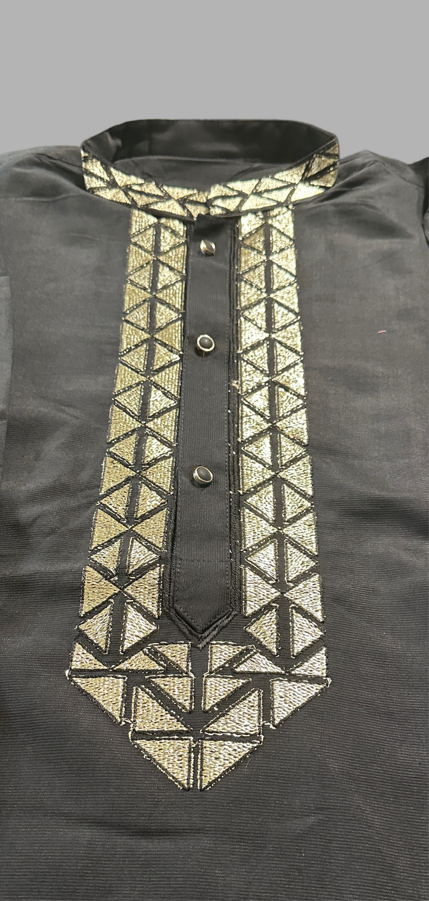 Men’s Rolex silk Kurta with silver embroidery in L to 2XL