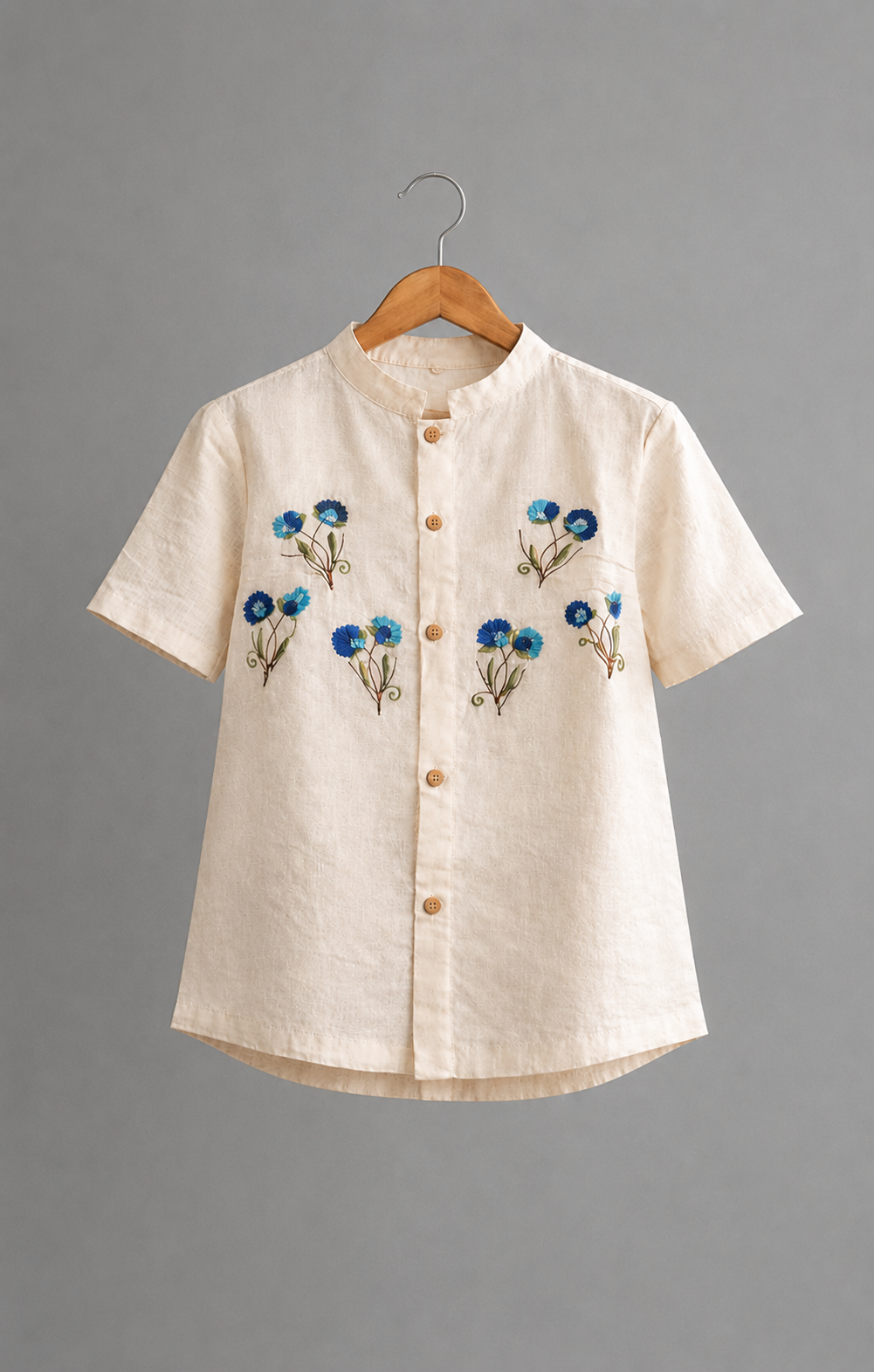 Women's Off-White Cotton Floral Embroidered Top (XL & 2XL)