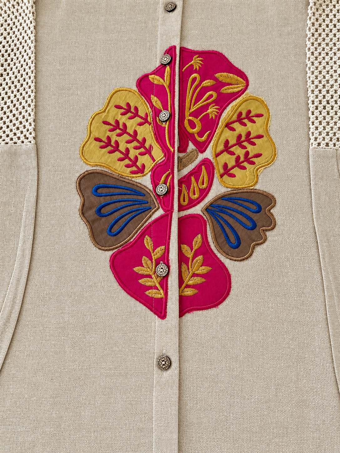 Women's Jute appliqué embroidery coord set in M