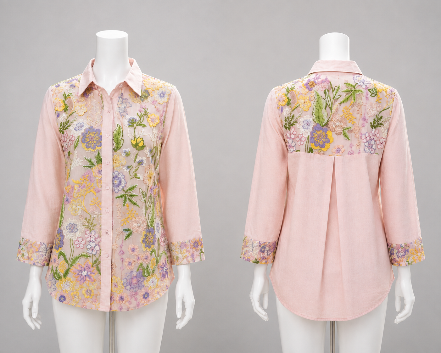Women's Floral Embroidered Cotton Apple-Cut Top (L, XL, 3XL, 4XL)