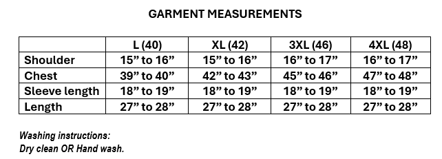 Size guide for Women's Floral Embroidered Cotton Apple-Cut Top (L, XL, 3XL, 4XL)