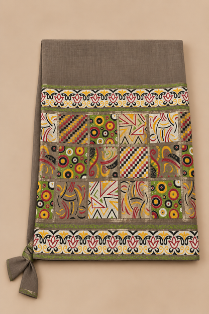 Women's Brown Cotton Weaving Work Kurta Set in L