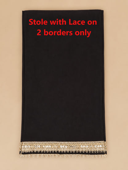 Women's Black Georgette Embroidered Palazzo Set with Stole in S & L