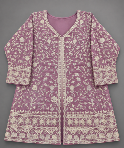 Women's Georgette Embroidered Kurta with Box Pleated Palazzo Set in L