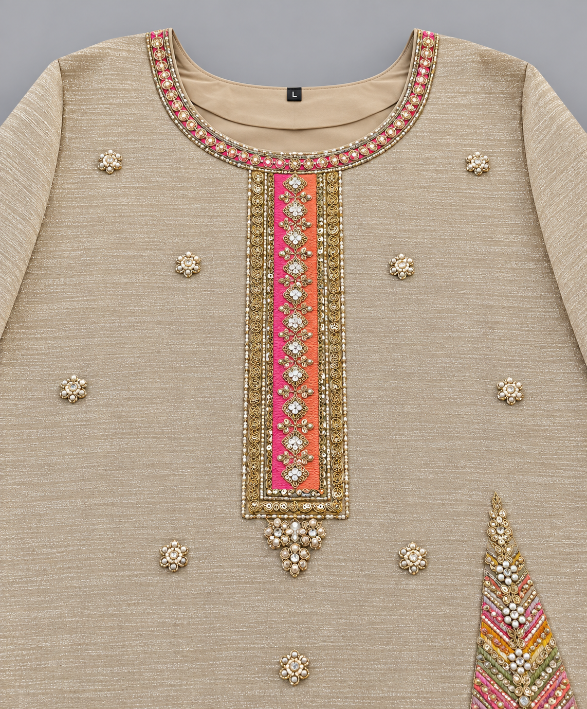 Women's Salsa Silk Embellished Kurta with Multicolor Flared Palazzo in L & 2XL