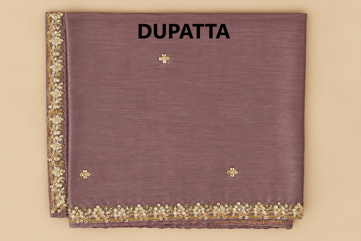 Women's Mauve Chinon Kurta Palazzo Set in M