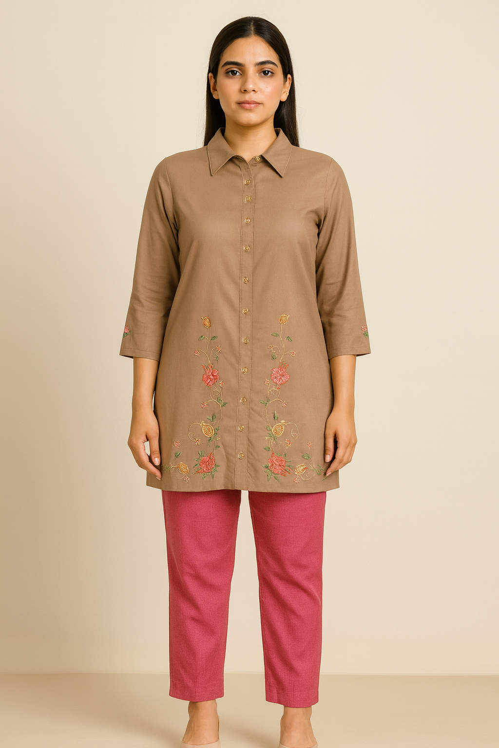 Women's light brown tunic in L