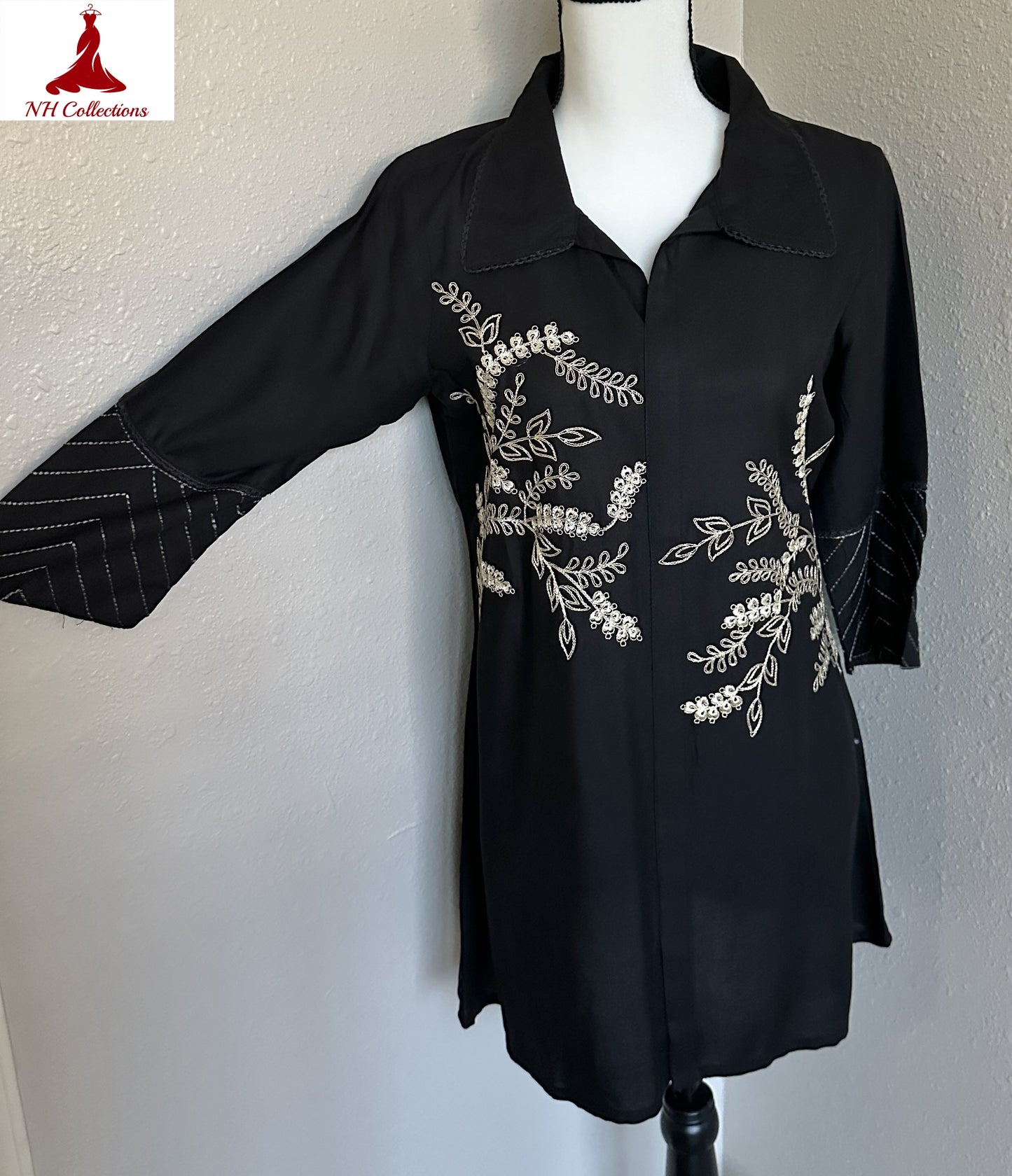 Women's black rayon blouse in M