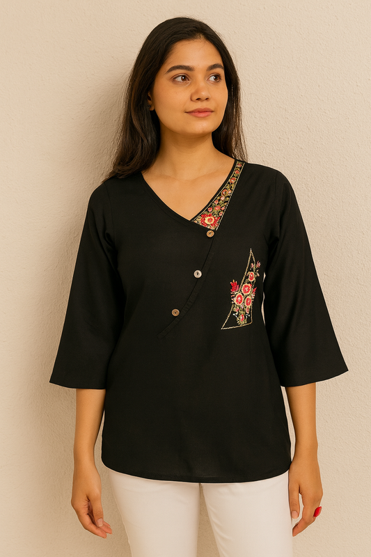 Women's black rayon blouse in S