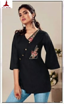 Women's black rayon blouse in S