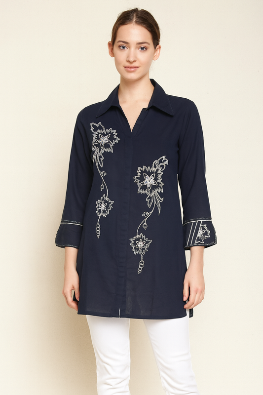 Women's blue color rayon tunic in XS