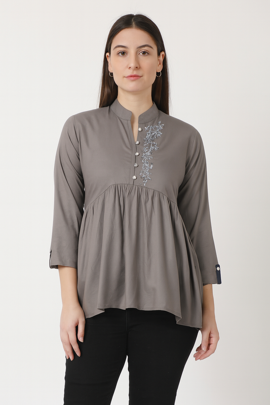 Women's grey color rayon blouse in S