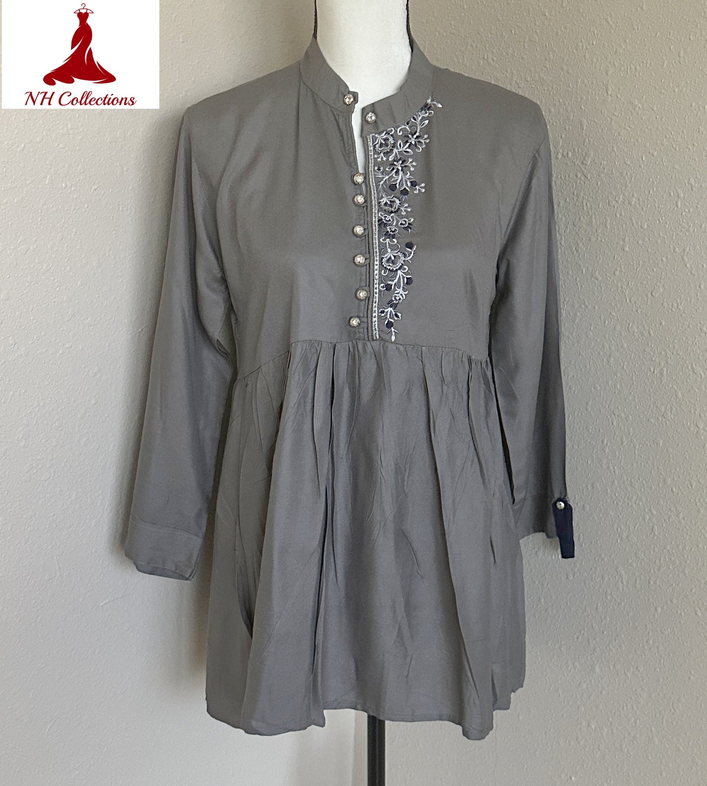 Women's grey color rayon blouse in S