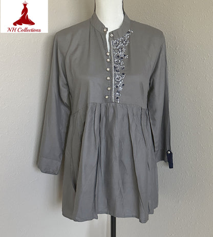 Women's grey color rayon blouse in S