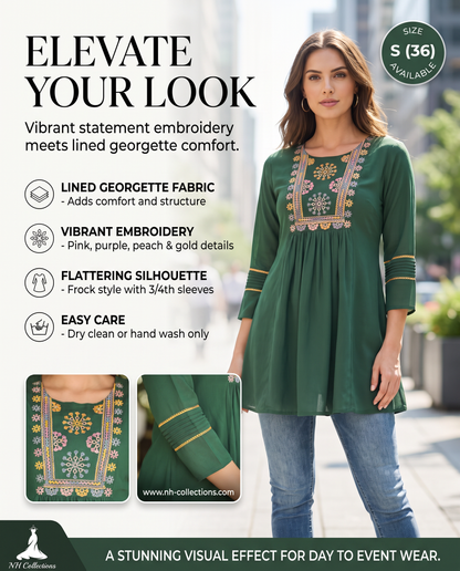 Women's green color georgette blouse in S