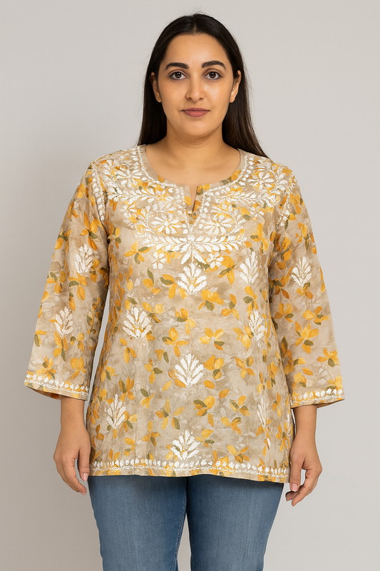 Women's Beige Lucknowi blouse in S