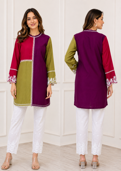 Women's Muslin Silk  coord Set with Hakoba pants (M, L, XL & 3XL)