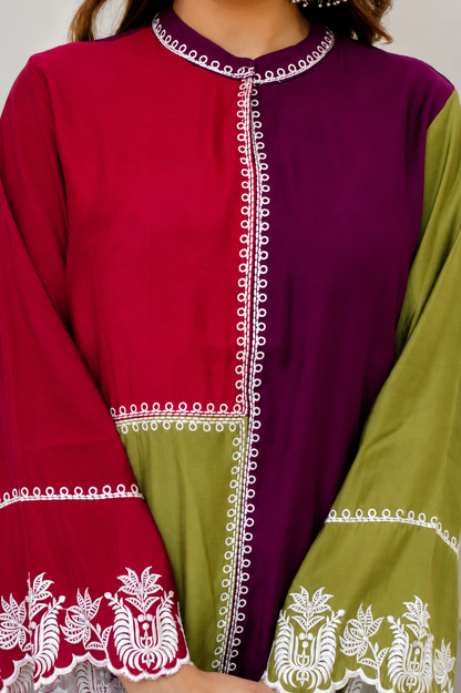 Women's Muslin Silk  coord Set with Hakoba pants (M, L, XL & 3XL)
