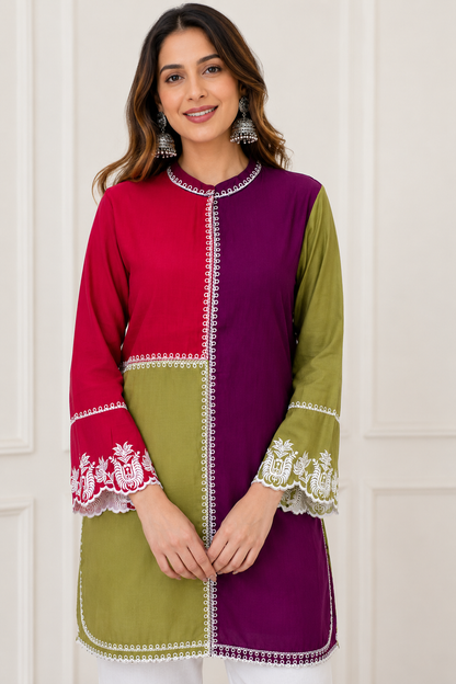 Women's Muslin Silk  coord Set with Hakoba pants (M, L, XL & 3XL)