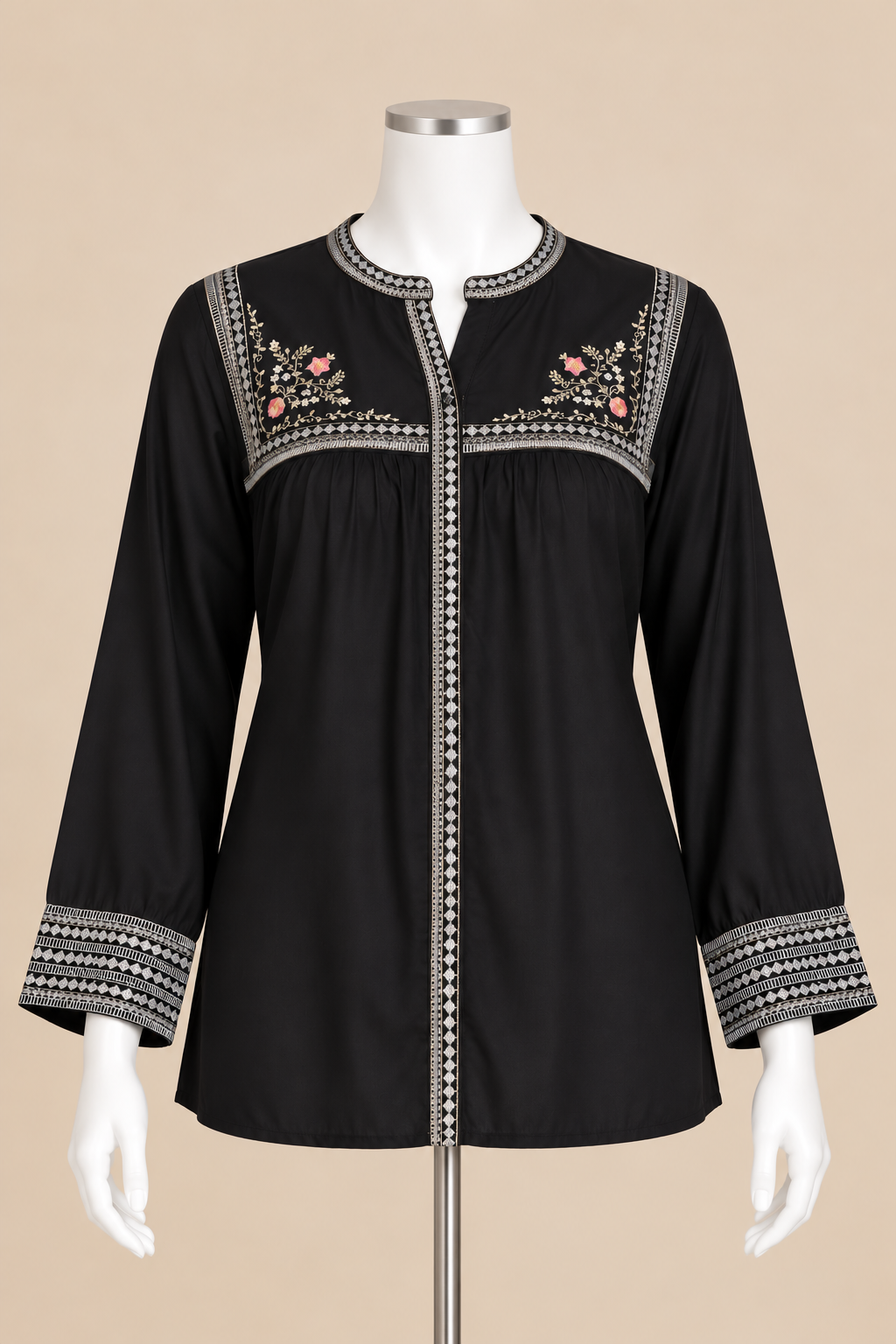 Women's Rayon Embroidered Long Sleeve Top (L &  XL)