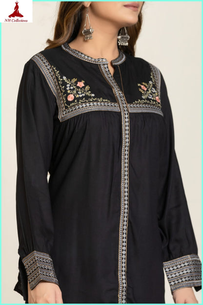 Women's Rayon Embroidered Long Sleeve Top (L &  XL)