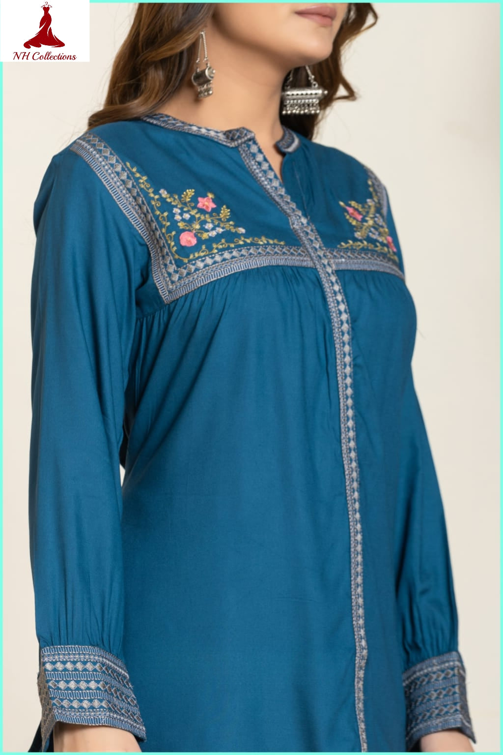 Women's Rayon Embroidered Long Sleeve Top (L &  XL)